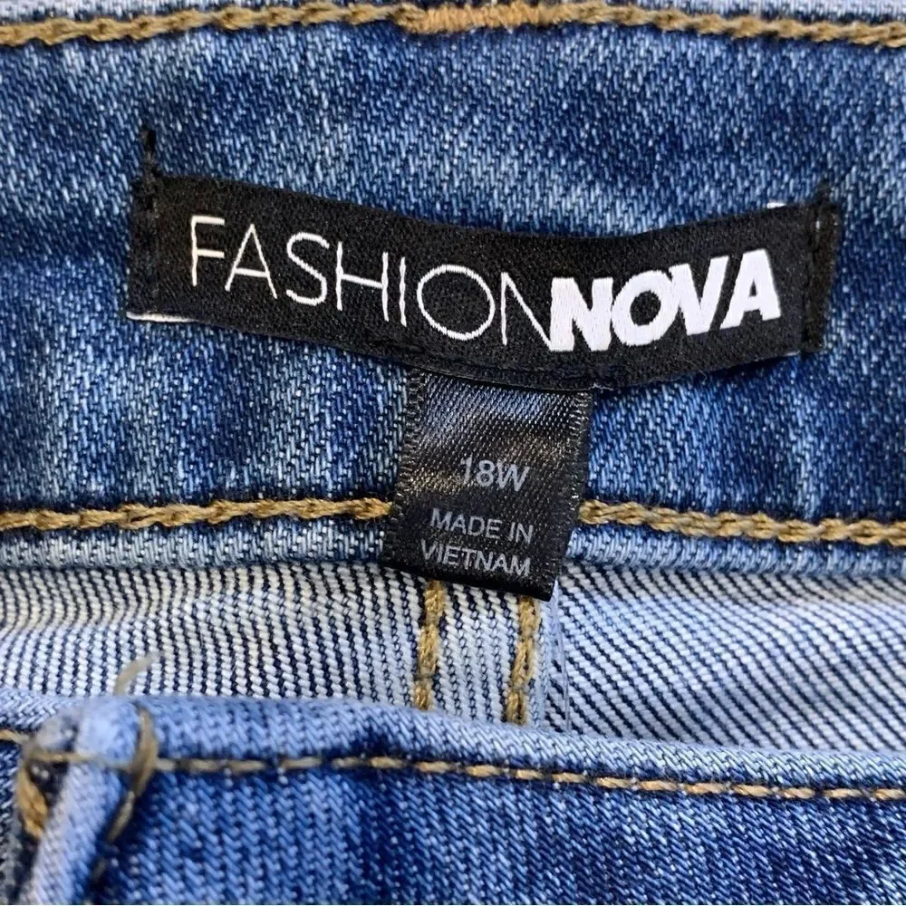Fashion Nova Killing Em Softly Side Split Jean High Rise Wide Leg Size 18